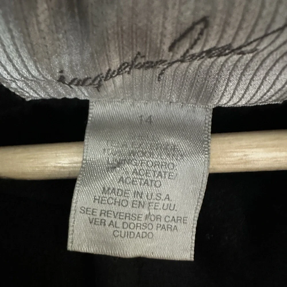 JACQUELINE FERRAR Women's 14 Black‎ 100% Wool USA Union Tag Overcoat VTG